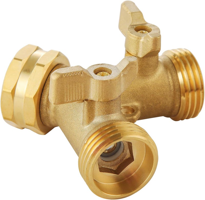 BILBAL Garden Hose Splitter 2 Way Heavy Duty, Outdoor Faucet Splitter 2 Way, Solid Brass Spigot Splitter Hose Y Splitter with Shutoff Valve - Image 5